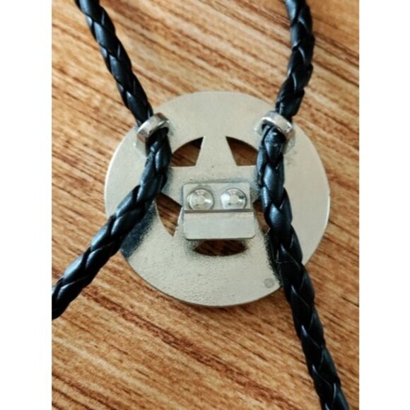 Vintage Texas Crown Club Circle Star Silver Tone Bolo Tie Whiskey - Picture 7 of 7